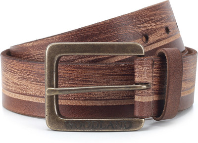 

Woodland Men Brown Metal, Genuine Leather Belt