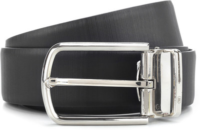 

Woodland Men Black, Brown Genuine Leather, Metal Reversible Belt, Black and brown