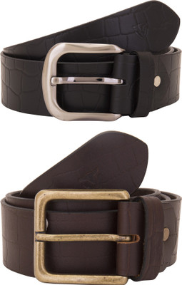 

Valbone Men Formal Black Genuine Leather Belt, Black;brown