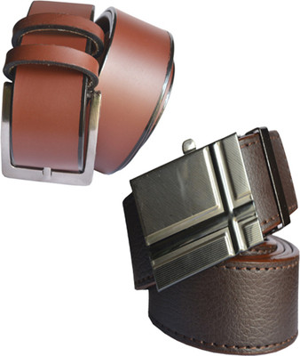 

Loopa Men Formal Multicolor Artificial Leather Belt, Black and brown
