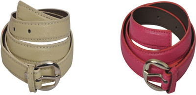 

Robb Club Women White, Pink Artificial Leather Belt, Cream;pink