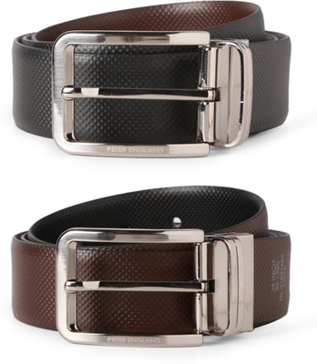 

Peter England Men Black Genuine Leather Reversible Belt