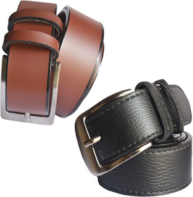 

Loopa Men Formal Multicolor Artificial Leather Belt, Black and brown