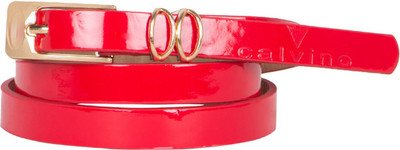 Calvino Women Casual, Formal Red Artificial Leather Belt