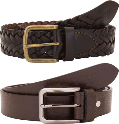 

Valbone Men Formal Brown Genuine Leather Belt, Black
