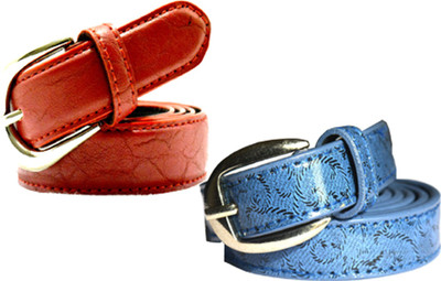 

Wholesome Deal Women Casual Multicolor Synthetic Belt, Sky blue and red