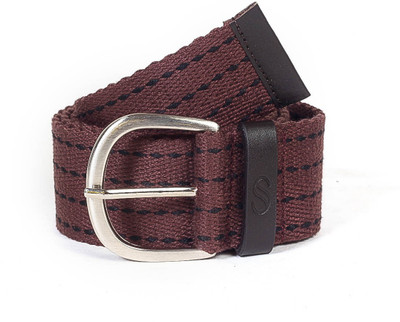 

Solzo Men Casual Brown Canvas Belt, Brown lines