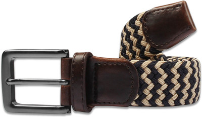 

Zobello Men Casual Multicolor Canvas Belt, Cream;navy
