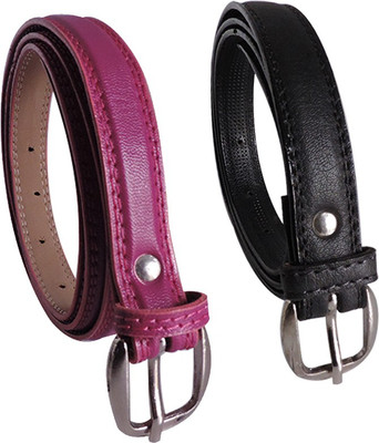 

Elligator Women Casual, Formal, Party Maroon, Black Artificial Leather Belt, Maroon-02