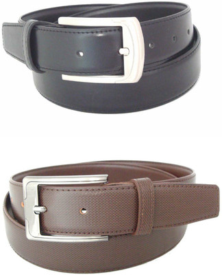 

SFA Men Formal Black Artificial Leather Belt, Black and brown