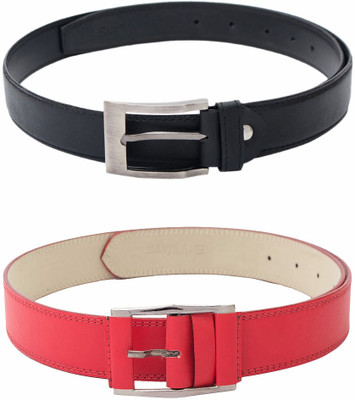 

Skyways Men Formal, Casual Black, Red Artificial Leather Belt, Black-01