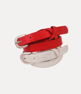 

Hidedge Women Casual Red, White Artificial Leather Belt, Multicolor