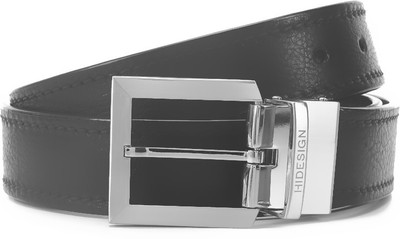 

Hidesign Men Brown, Black Metal, Genuine Leather Reversible Belt, Black and brown