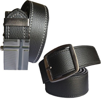 

Loopa Men Formal Multicolor Artificial Leather Belt, Black and brown