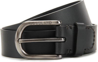 

Woodland Men Black Metal, Genuine Leather Belt
