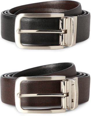 

Peter England Men Black Genuine Leather Belt