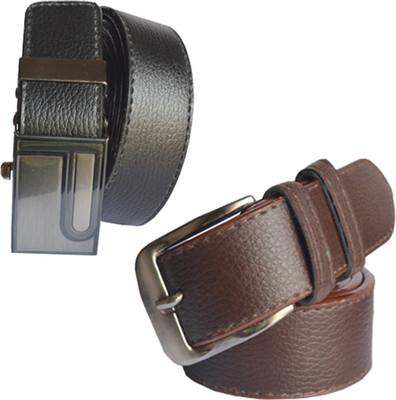 

Loopa Men Formal Multicolor Artificial Leather Belt, Black and brown