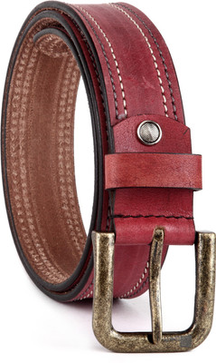 

U+N Men Casual Pink Genuine Leather Belt