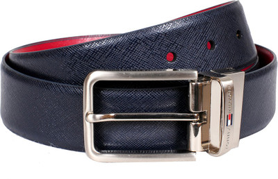 

Tommy Hilfiger Men Casual, Formal Blue, Red Genuine Leather Belt, Navy;red