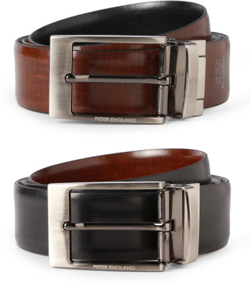 

Peter England Men Black Genuine Leather Reversible Belt