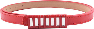 

Buckle Up Women Casual Red Artificial Leather Belt