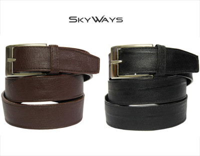 

Skyways Men Formal, Casual Black, Brown Artificial Leather Belt, Black-02