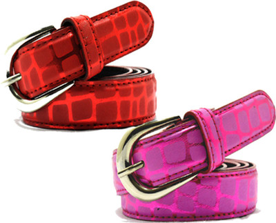 

Wholesome Deal Women Casual Multicolor Synthetic Belt, Red and pink