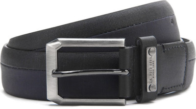 

U.S. Polo Assn Men Black Genuine Leather Belt, Black & blue