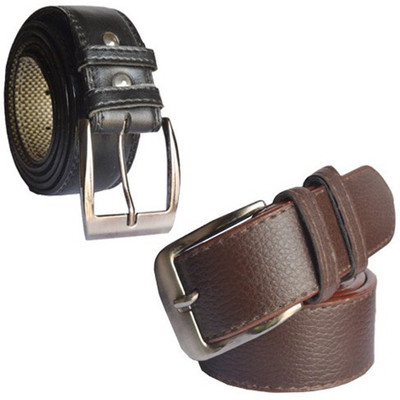 

Loopa Men Formal Multicolor Artificial Leather Belt, Black and brown