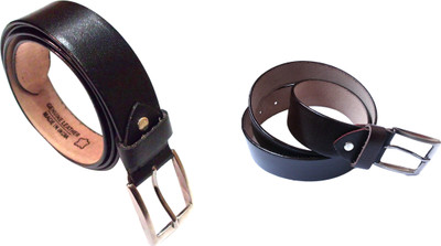 

SMT Men Formal Multicolor Genuine Leather Belt, Black & brown