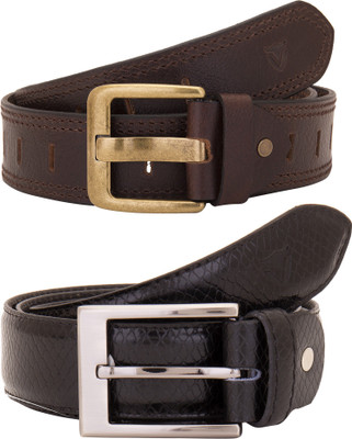 

Valbone Men Formal Brown Genuine Leather Belt, Black
