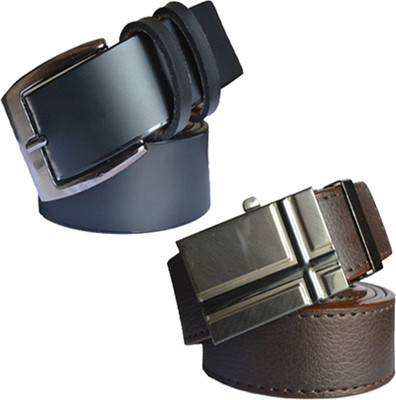 

Loopa Men Formal Multicolor Artificial Leather Belt, Black and brown