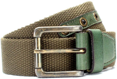 

Brune Men Casual Green Canvas Belt, Olive-09
