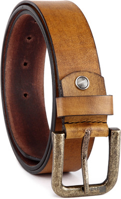 

U+N Men Casual Brown Genuine Leather Belt, Tan