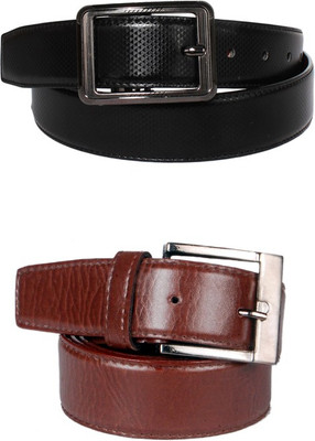 Lenin Men Evening Black Genuine Leather Reversible Belt