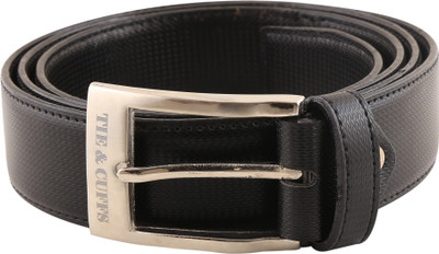 

TIE & CUFFS Men Formal, Party, Casual Black Genuine Leather Belt