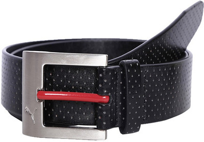 

Puma Men Casual Black Synthetic Belt, Black-puma red-brushed silver