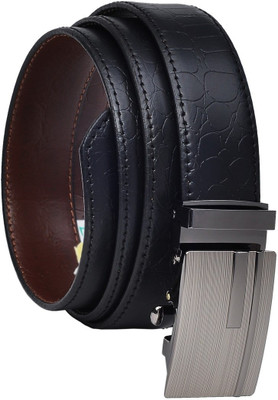 

Hawai Men Casual Black Genuine Leather Reversible Belt, Black-1