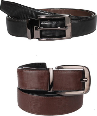Lenin Men Casual Black Genuine Leather Reversible Belt