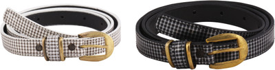 

SRS Women Casual Black, White Artificial Leather Belt, Black-white-110