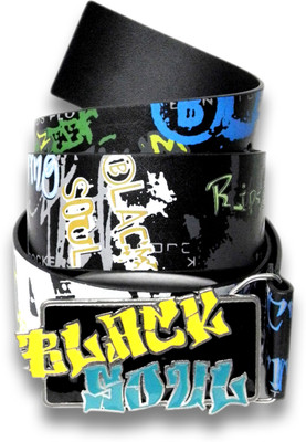 

Black Soul Men Casual Multicolor Artificial Leather Belt, Black graffiti
