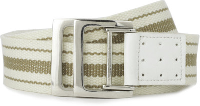 

Hidedge Men Green, White Canvas, Metal Belt