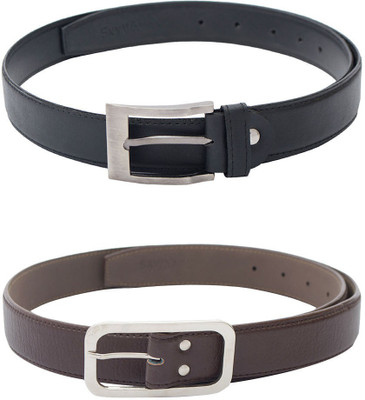 

Skyways Men Formal, Casual Black, Brown Artificial Leather Belt, Black-01