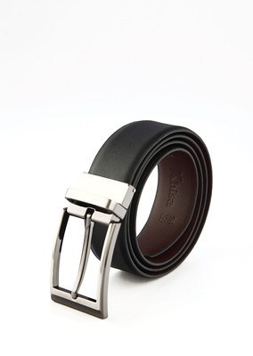 

Khisa Men Black Genuine Leather Reversible Belt, Blk-05