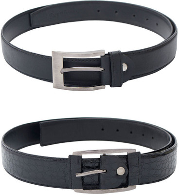 

Skyways Men Formal, Casual Black Texas Leatherite Belt, Black-01