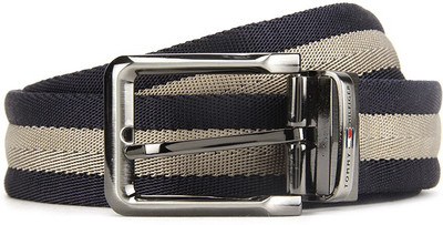 Tommy Hilfiger Men Red, Beige, Blue Reversible Belt, Blue and red