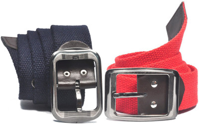 

AARIP Men Formal Blue, Red Canvas Belt, Multy