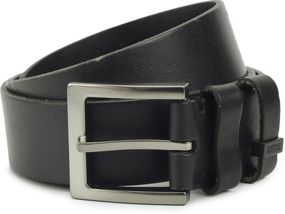 Kenneth Cole Men Black Genuine Leather, Metal Belt