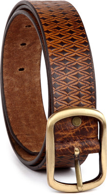 

U+N Men Casual Brown Genuine Leather Belt