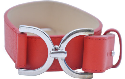 

French Connection Women Casual Red Genuine Leather Reversible Belt, Rich red
